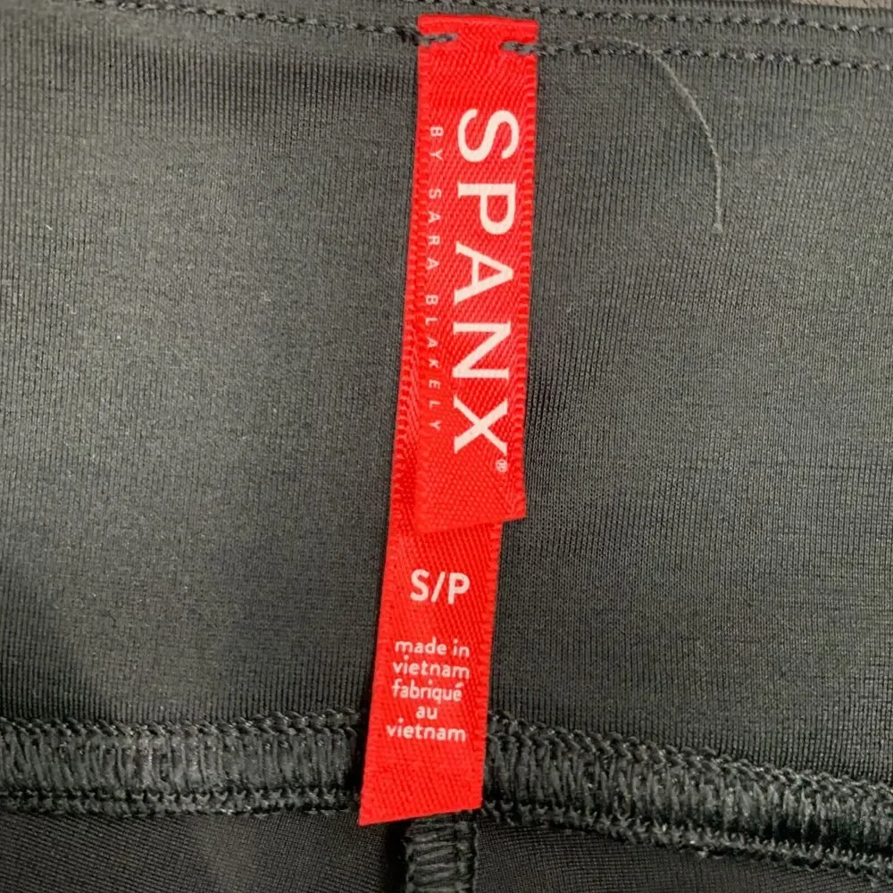 Spanx Legging Womens S Small Black Camo Faux Leather Pull On Wide Band Fitted